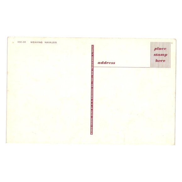 Weaving Navajos Vintage H S Crocker Postcard Native Artisan Rug Making Trade - Picture 2 of 2